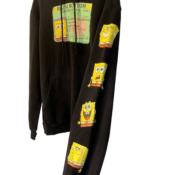 SpongeBob SquarePants Bikini Bottom Hoodie M Black Pullover Nickelodeon RS10479 - Picture 7 of 10
